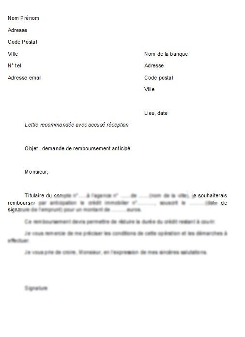exemple lettre demande de pret personnel