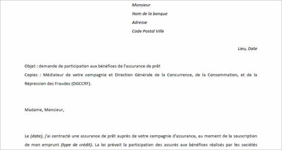 exemple lettre demande de pret personnel