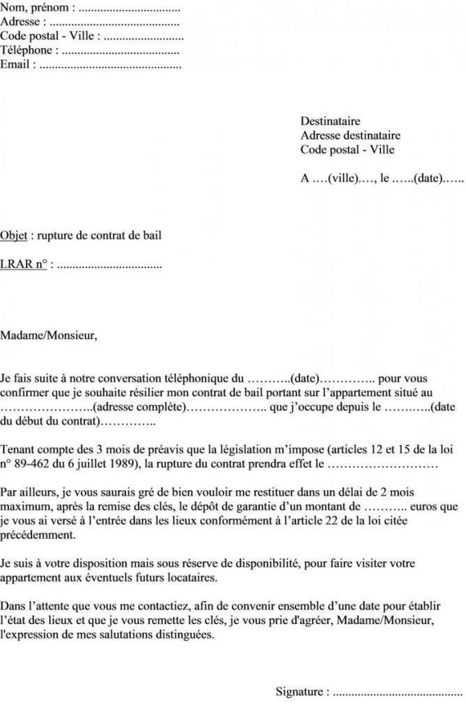 exemple lettre pour changement d'adresse