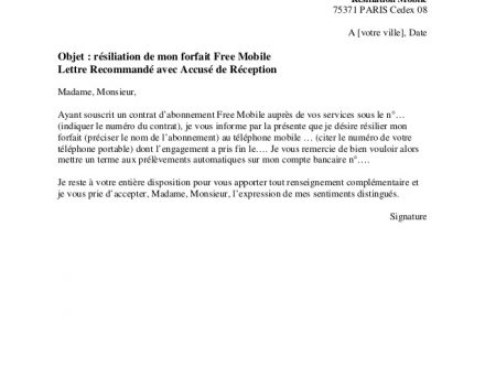 exemple lettre resiliation abonnement telephone