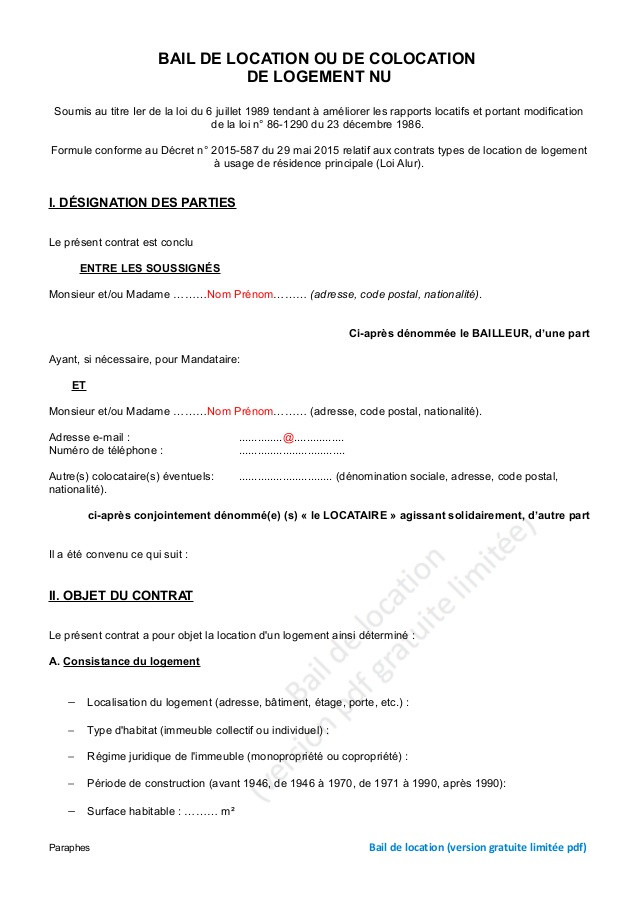 exemple lettre resiliation bail gratuit