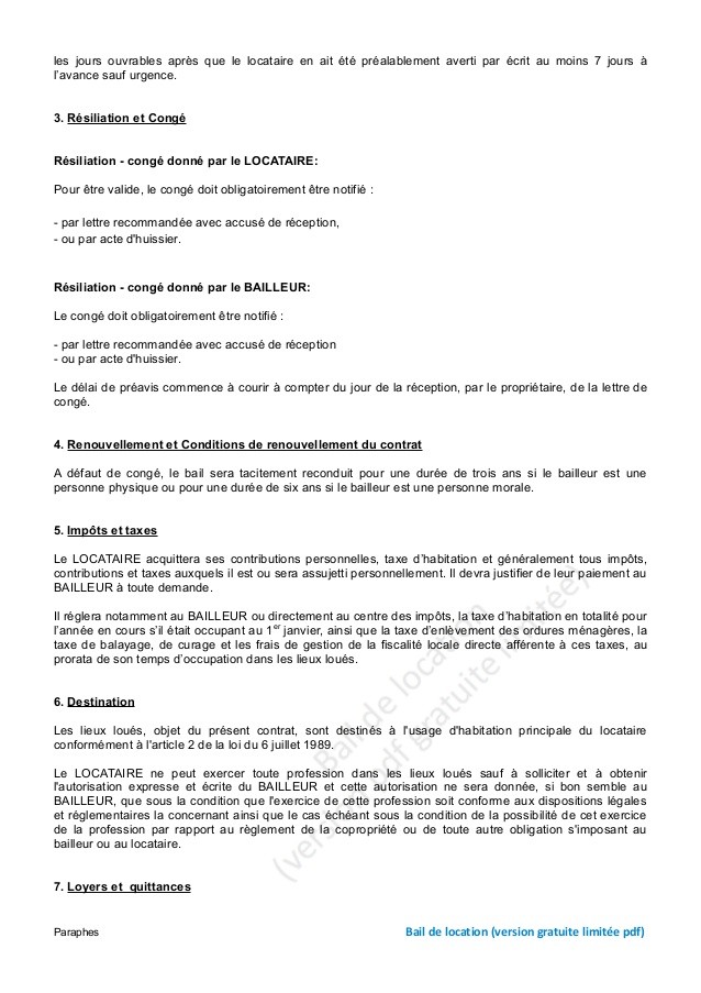 exemple lettre resiliation bail gratuit