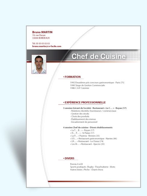 exemple presentation cv