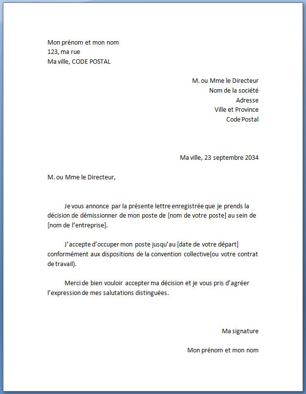 exemple type de lettre
