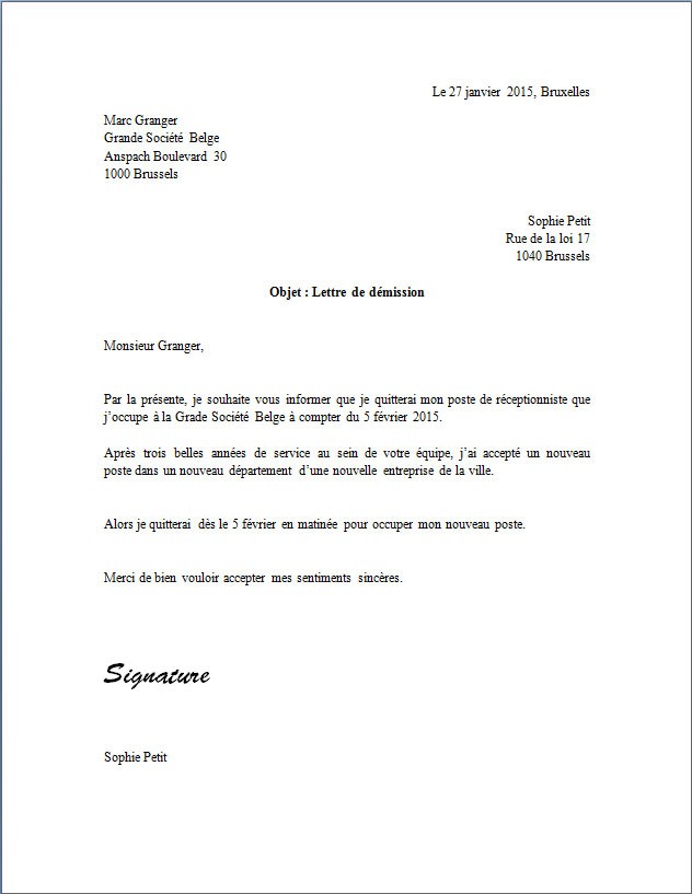 exemple type de lettre