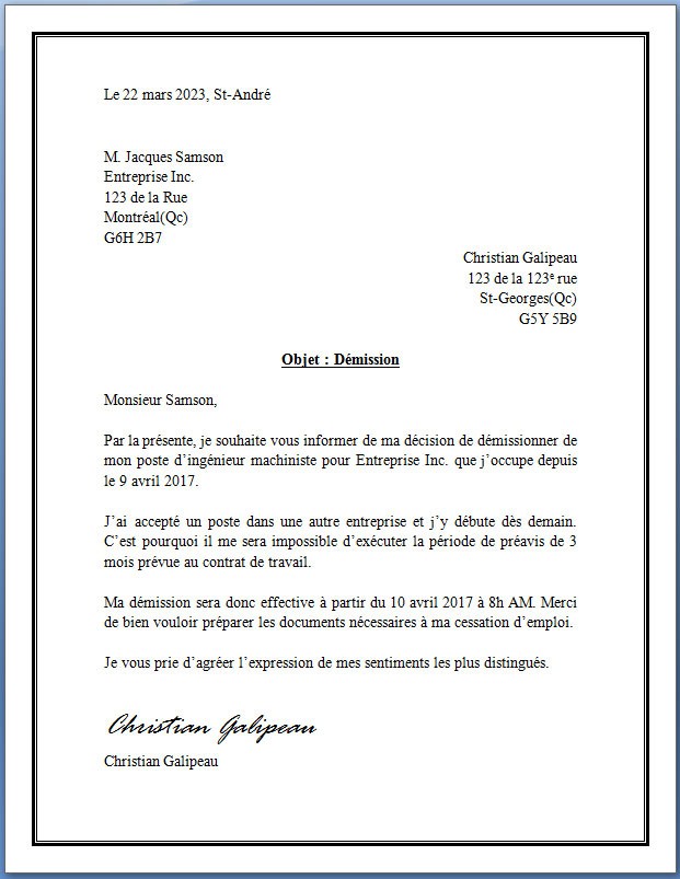 exemple type de lettre