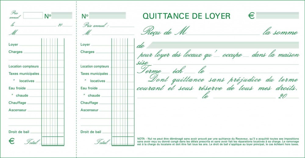 exemples quittances loyer