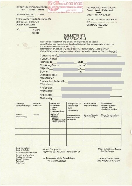 extrait de cassier judiciare