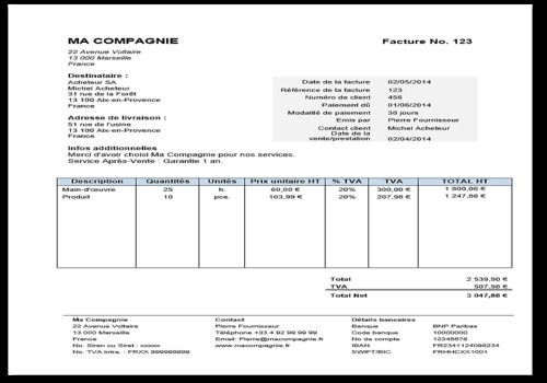 facture exemple word