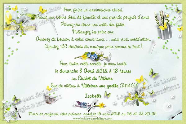 faire part pour anniversaire