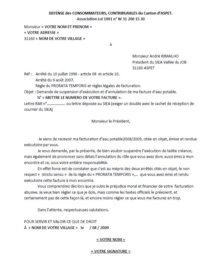 faire une lettre de contestation