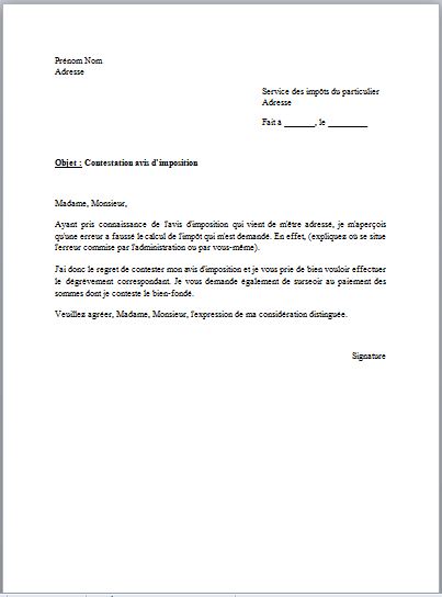 faire une lettre de contestation