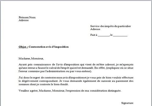faire une lettre de contestation