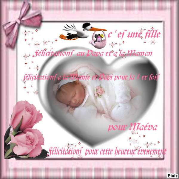 felicitation pour une naissance d'une fille