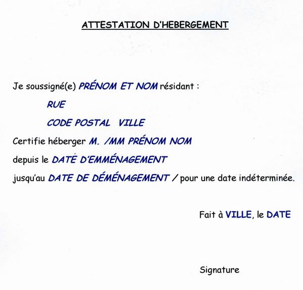 fiche d hebergement