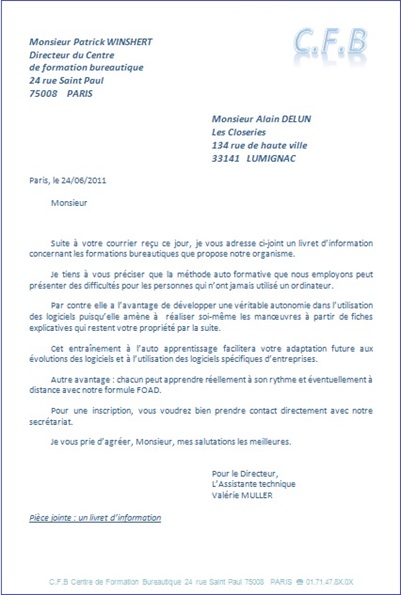 format lettre word 2010