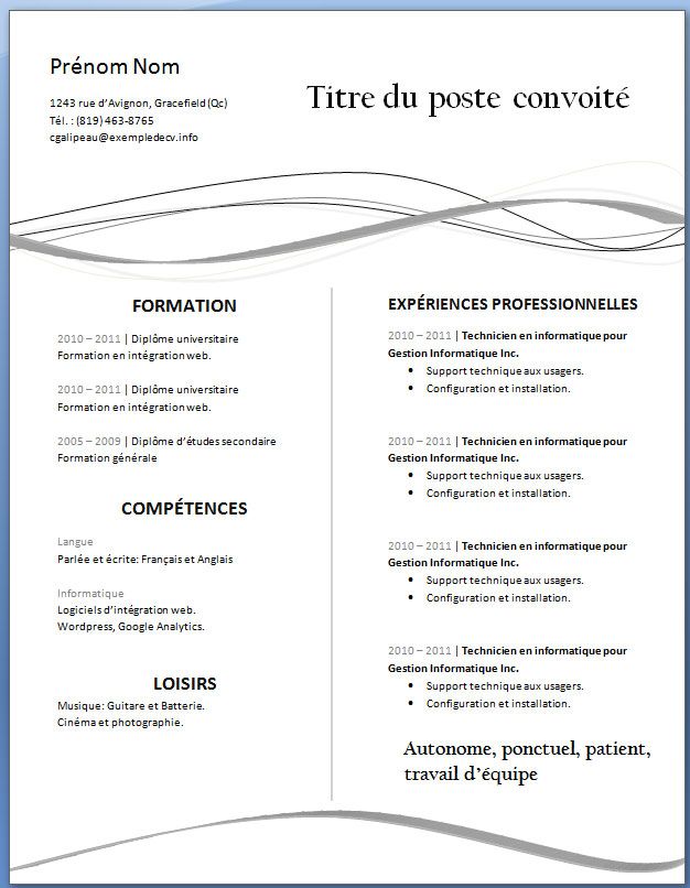 format lettre word 2010