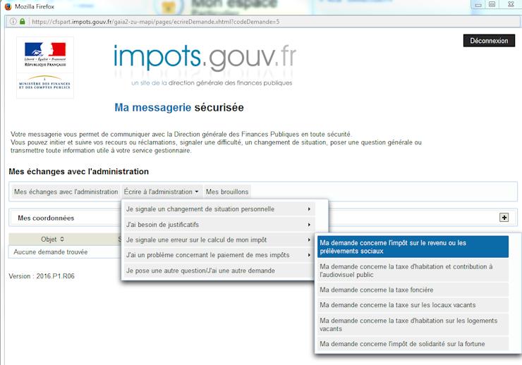 formulaire demande rattachement impots