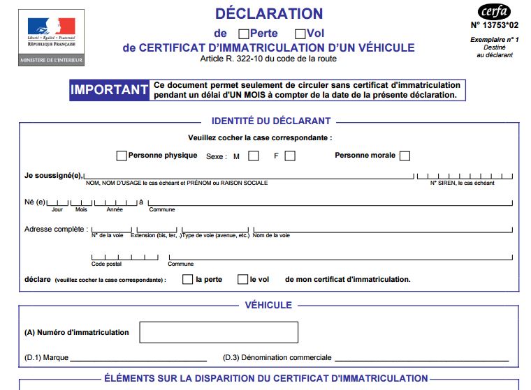 formulaire pour changement d'adresse