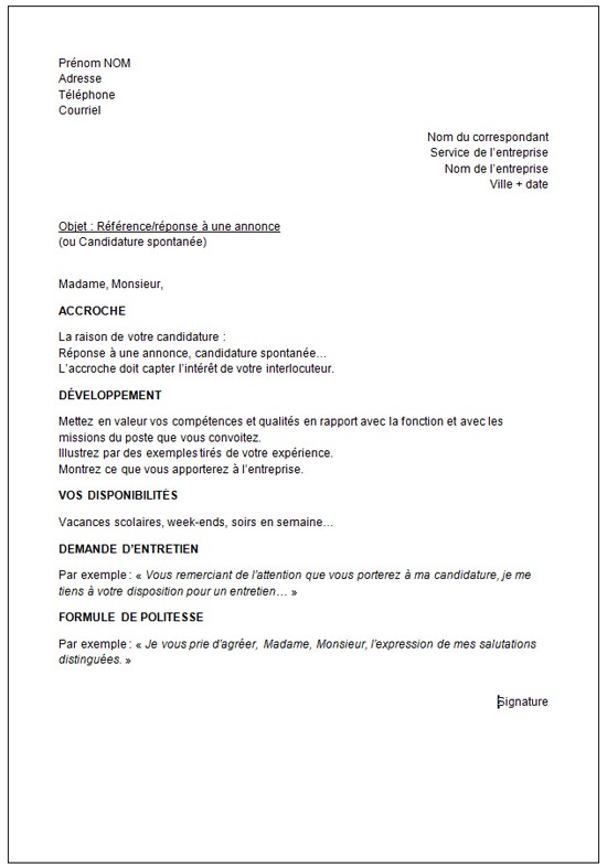 formulation lettre de motivation