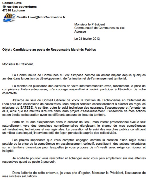 formulation lettre de motivation