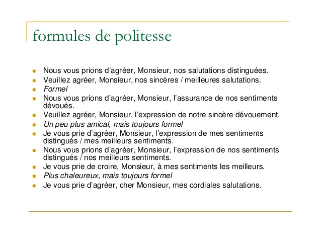 formule juridique de fin de lettre