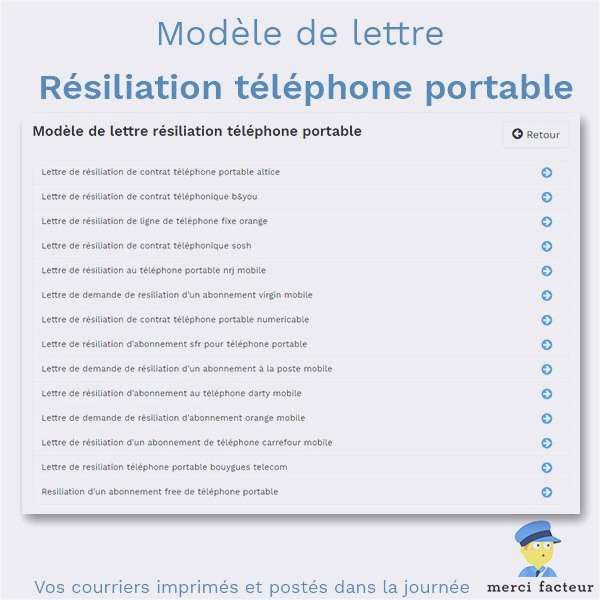 free resiliation lettre