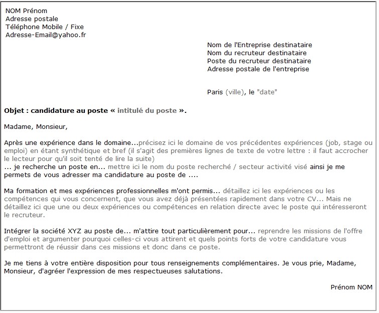 intitule lettre