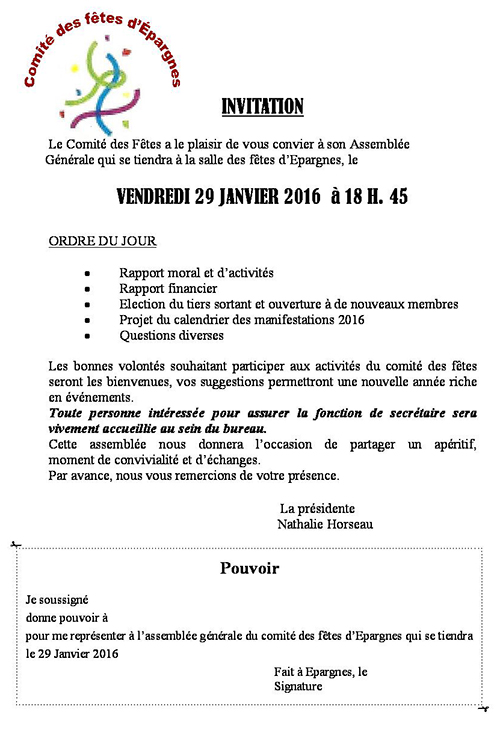 invitation assemblee generale