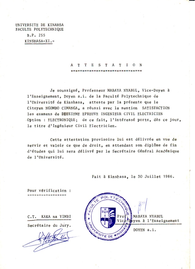 je soussignee certifie