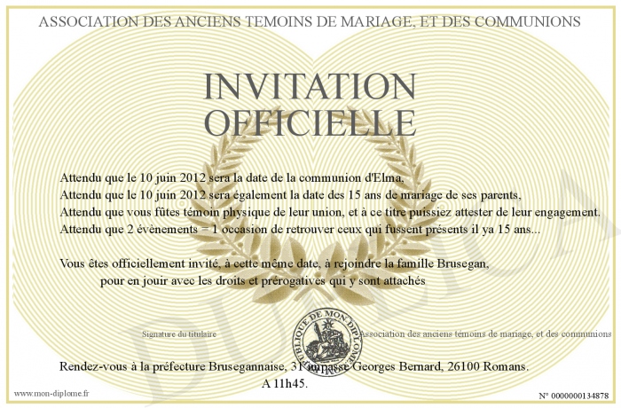 l invitation officielle