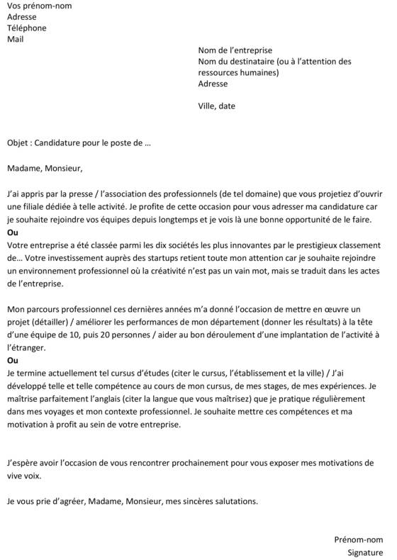 leettre de motivation