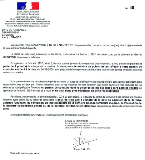 les differentes lettres administratives