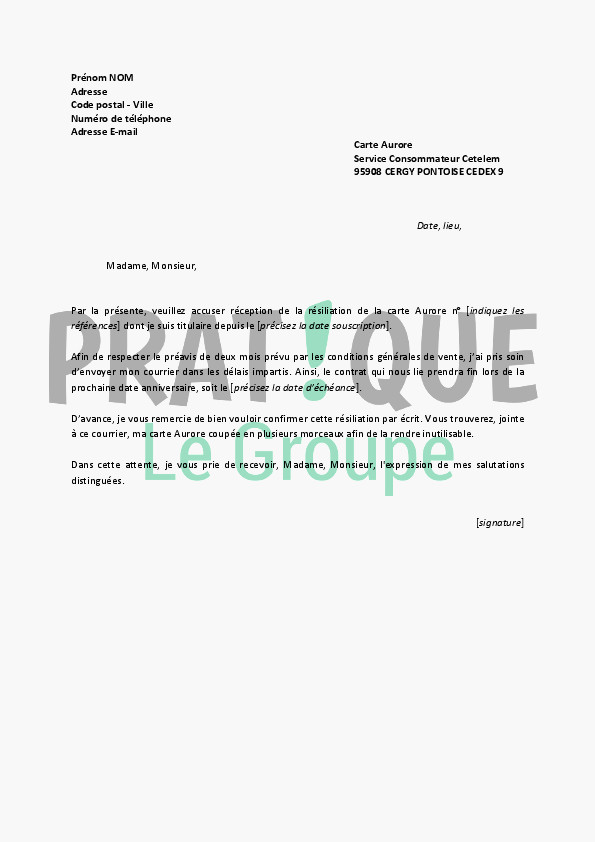 letre de preavis