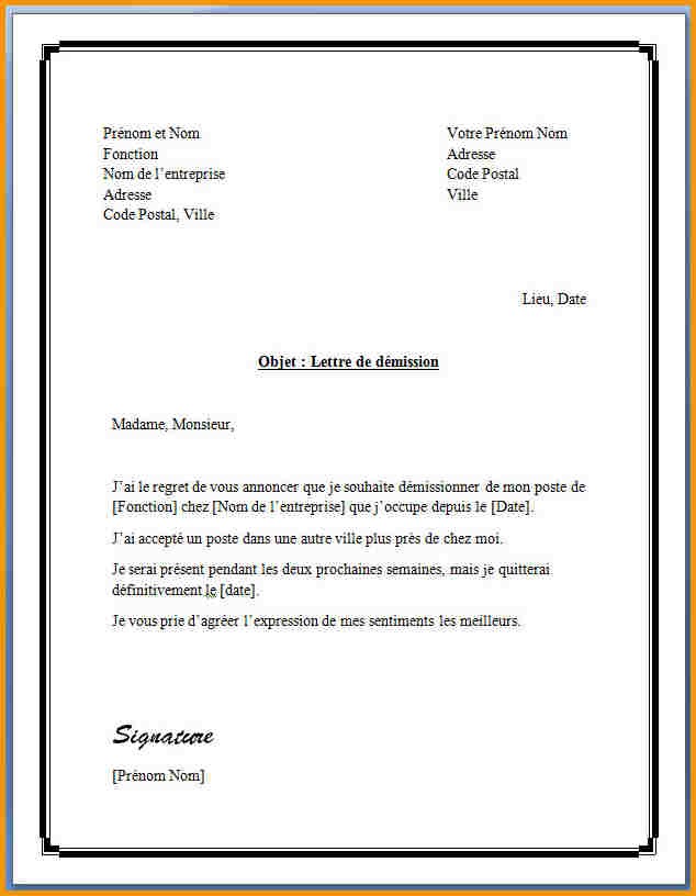 letre de preavis