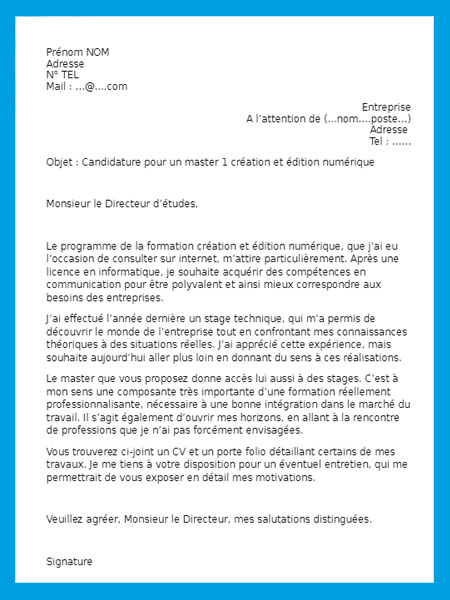 letter de motivation exemple