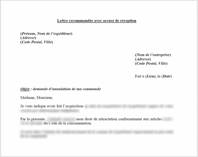 lettre annulation commande internet