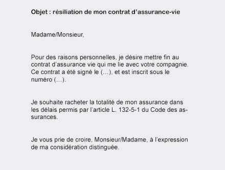 lettre assurance vie