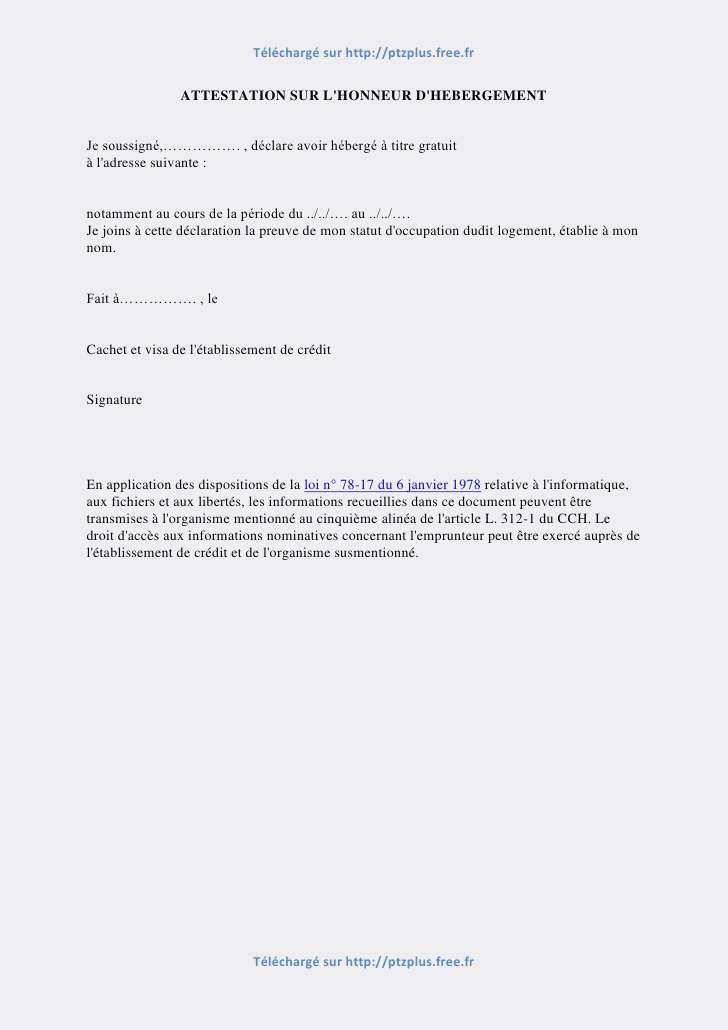 lettre attestant domicile
