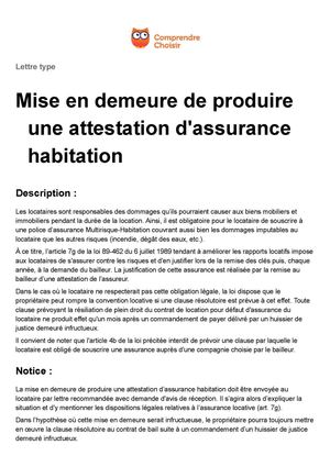 lettre attestation assurance