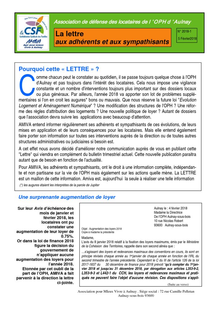 lettre au locataire pour augmentation de loyer