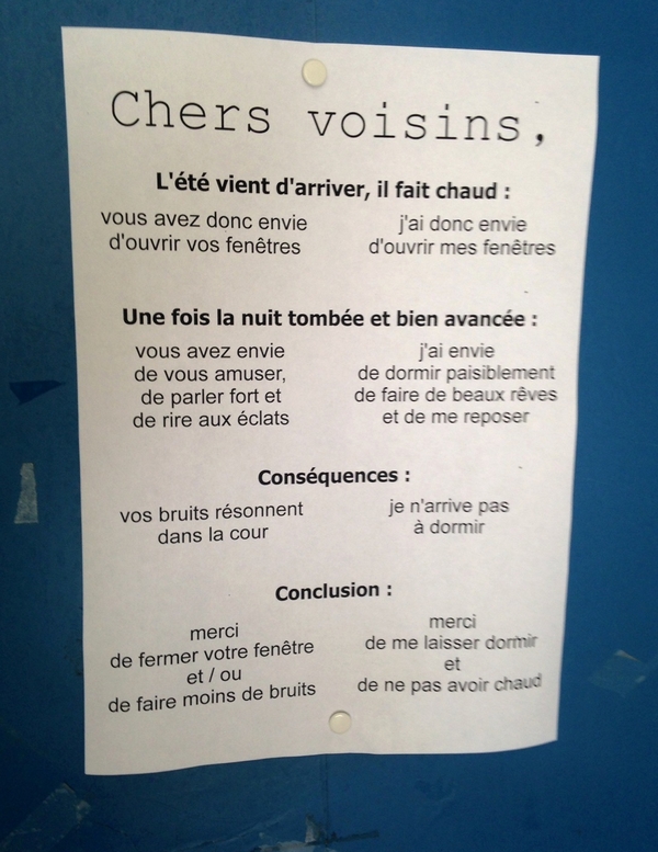lettre au voisinage