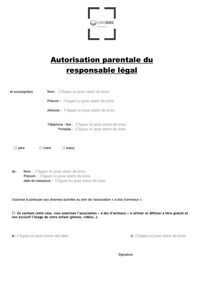lettre autorisation parentale pour carte d'identite