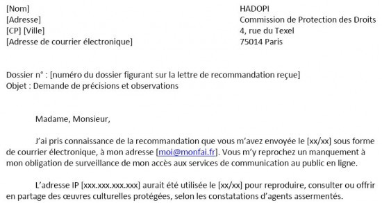 lettre avertissement type