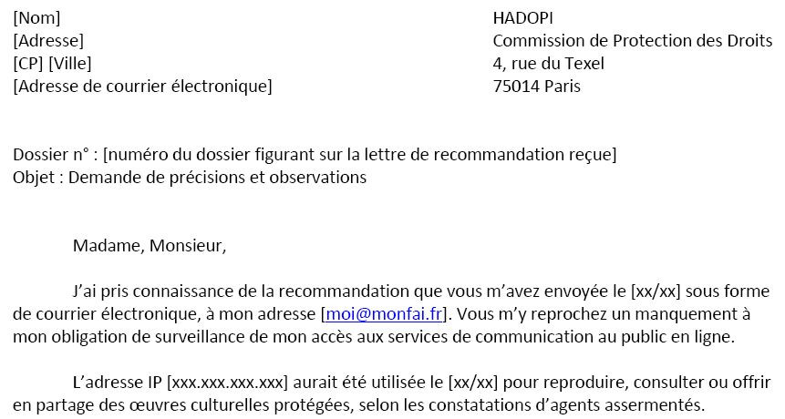 lettre avertissement type