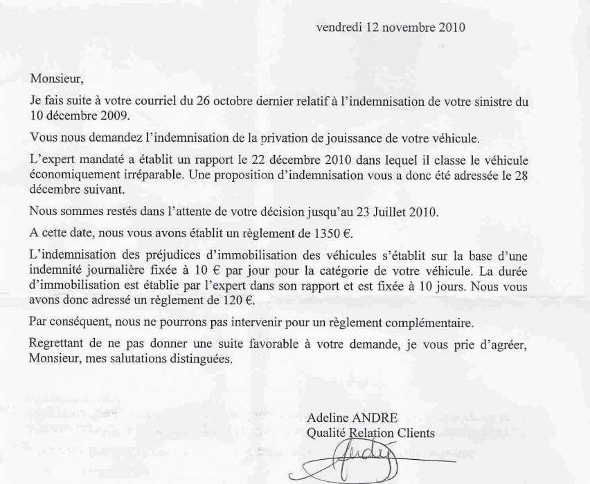 lettre bris de glace voiture
