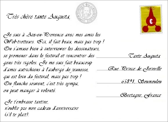 lettre carte postale modele