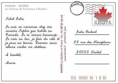 lettre carte postale modele