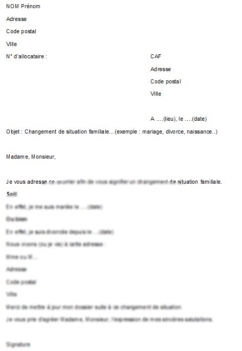 lettre changement nom mariage