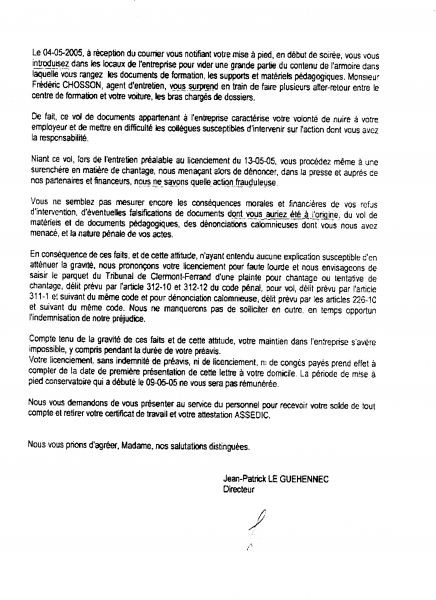 lettre contestation licenciement